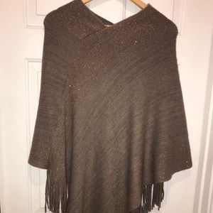 2 Chic Metallic Trim poncho, EUC